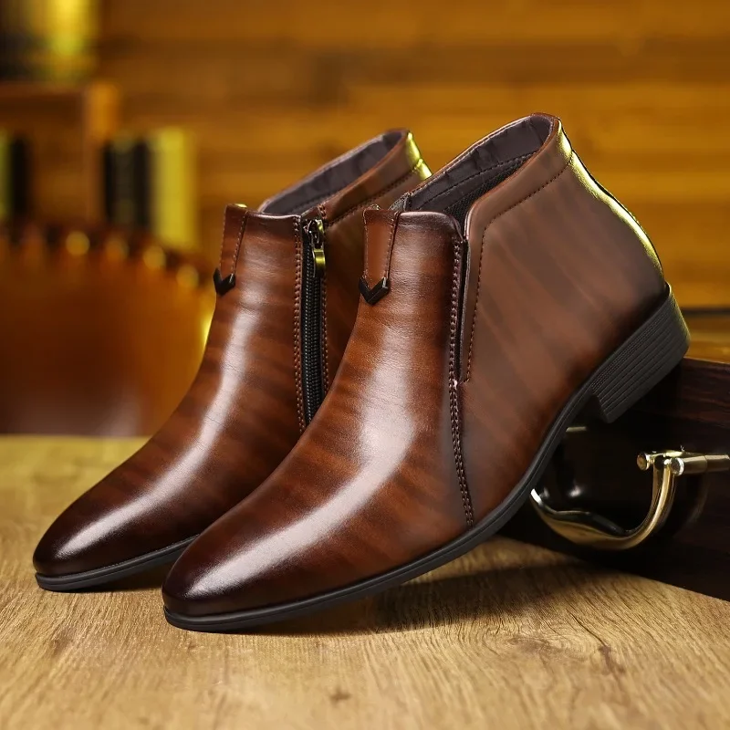 Men Formal Wear With Boots - Luksusowe buty męskie moda wysokie buty
