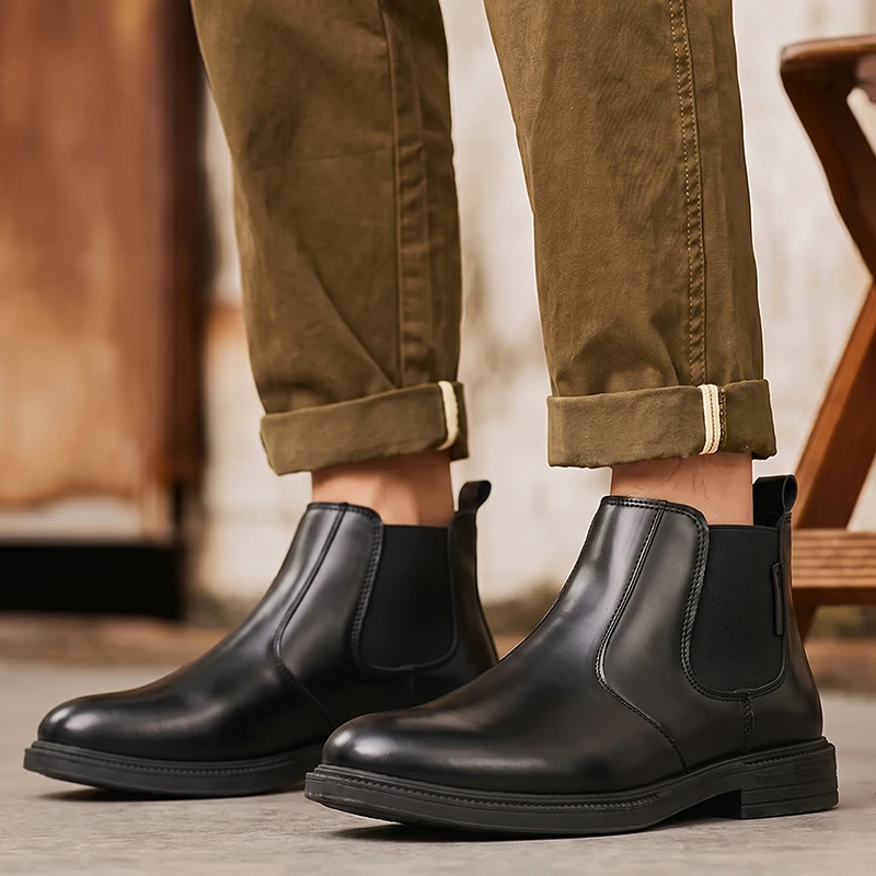 Męskie skórzane botki Chelsea, – Men Formal Wear With Boots recenzja i cena