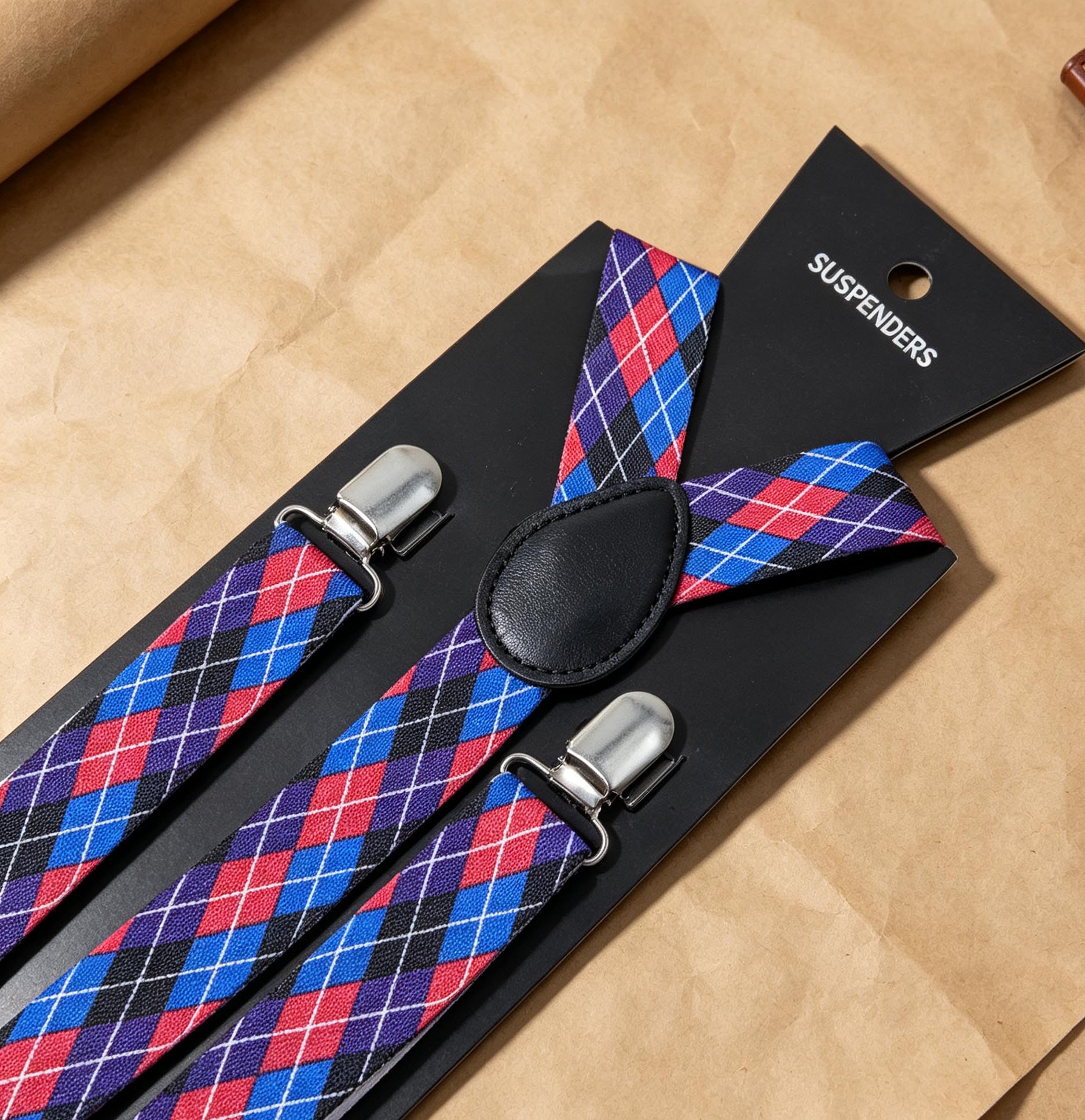 Fioletowe, w kratkę, retro, el – Men'S Formal Wear With Suspenders recenzja i cena